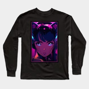 Anime Cat Girl | Quality Anime Design | Chibi Cat Girl Miaw | Manga Anime Art Long Sleeve T-Shirt